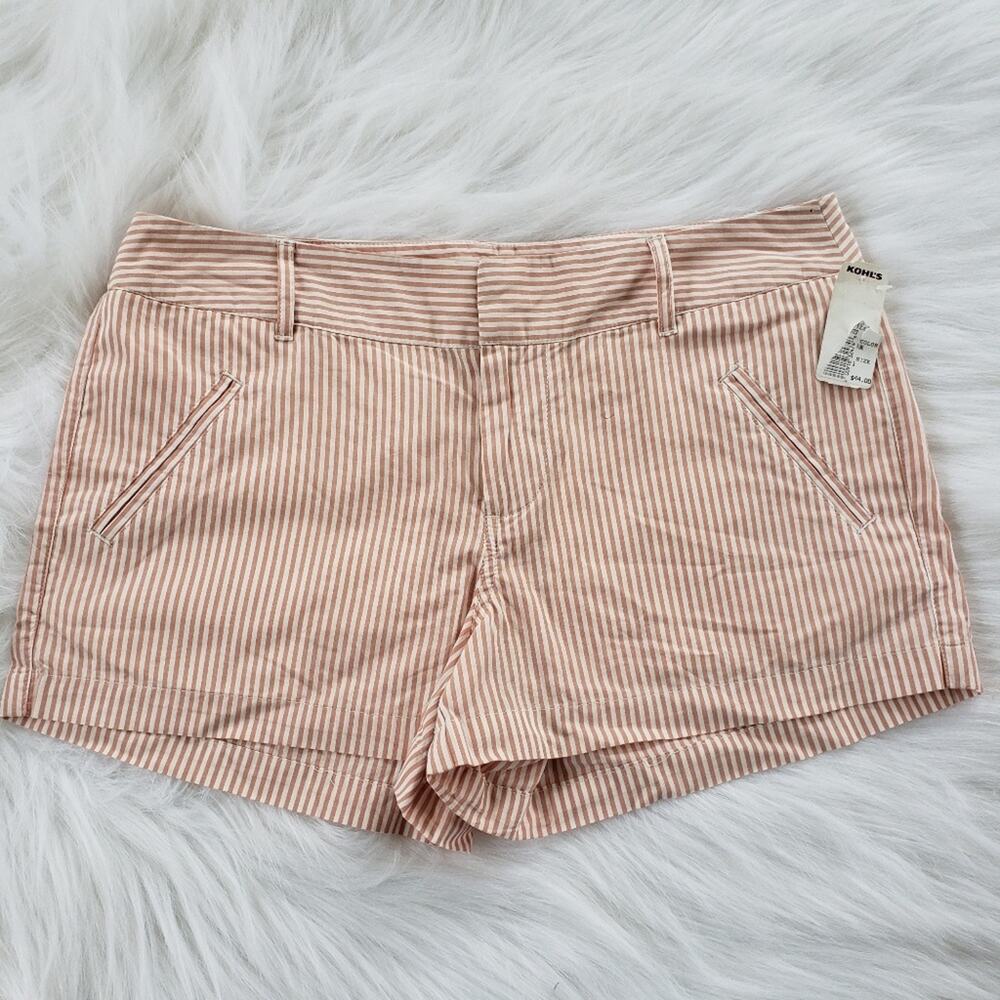 LC Lauren Conrad NWT peach & cream‎ striped chino shorts woman's size 8